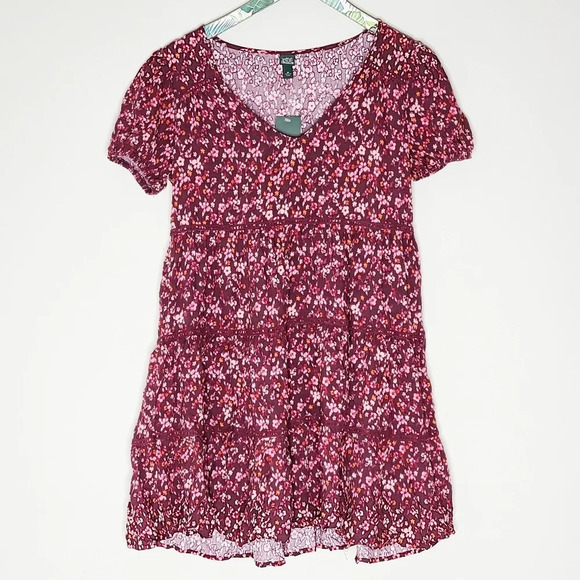 NWT Wild Fable Burgundy Red Floral Dress XS - Picture 1 of 5